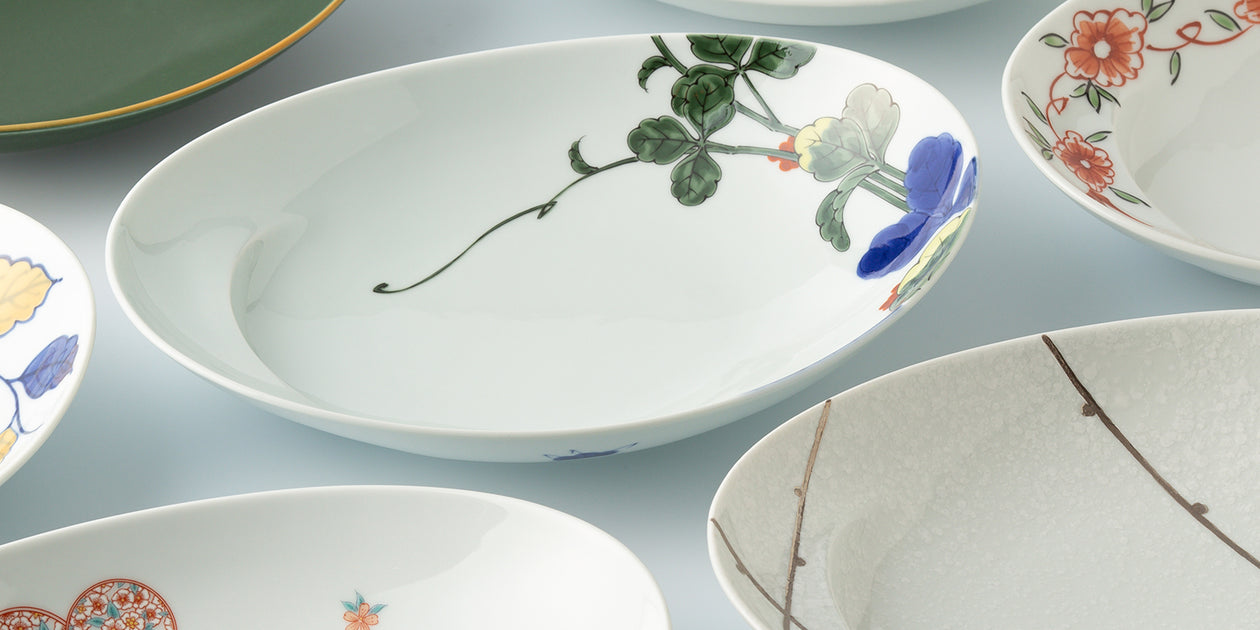 ★新品未使用 ★福泉窯 　紫釉プラチナ　龍絵　 　楕円皿　オーバル皿　大皿 福泉窯 モダンな紫釉プラチナ 龍絵 楕円皿 オーバル皿 大皿 藤田佳