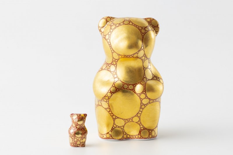 momoco bear [Ono Tetsuhei/Gold brocade dot red] Mini bear included