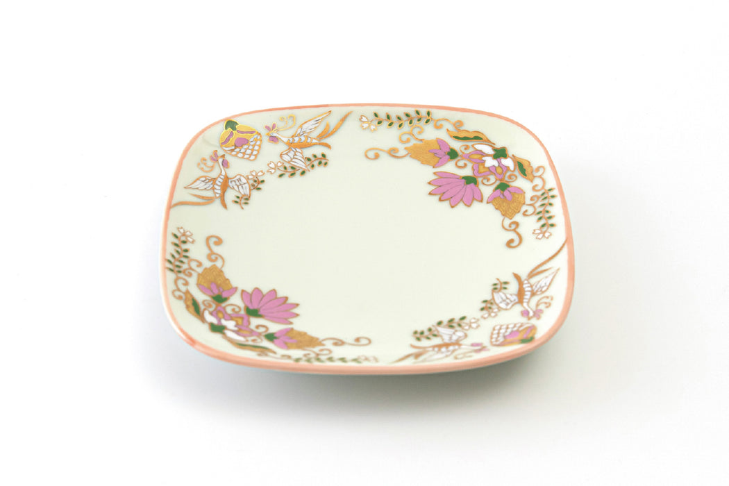 幸楽窯 錦金・菊花尽くし 正角銘々皿 5枚 小皿 角皿 幸楽窯 錦金・菊花