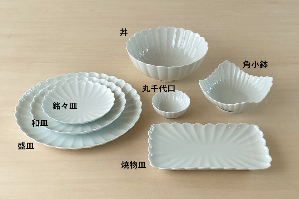 【アウトレット】白磁菊割　和皿(径19cm)