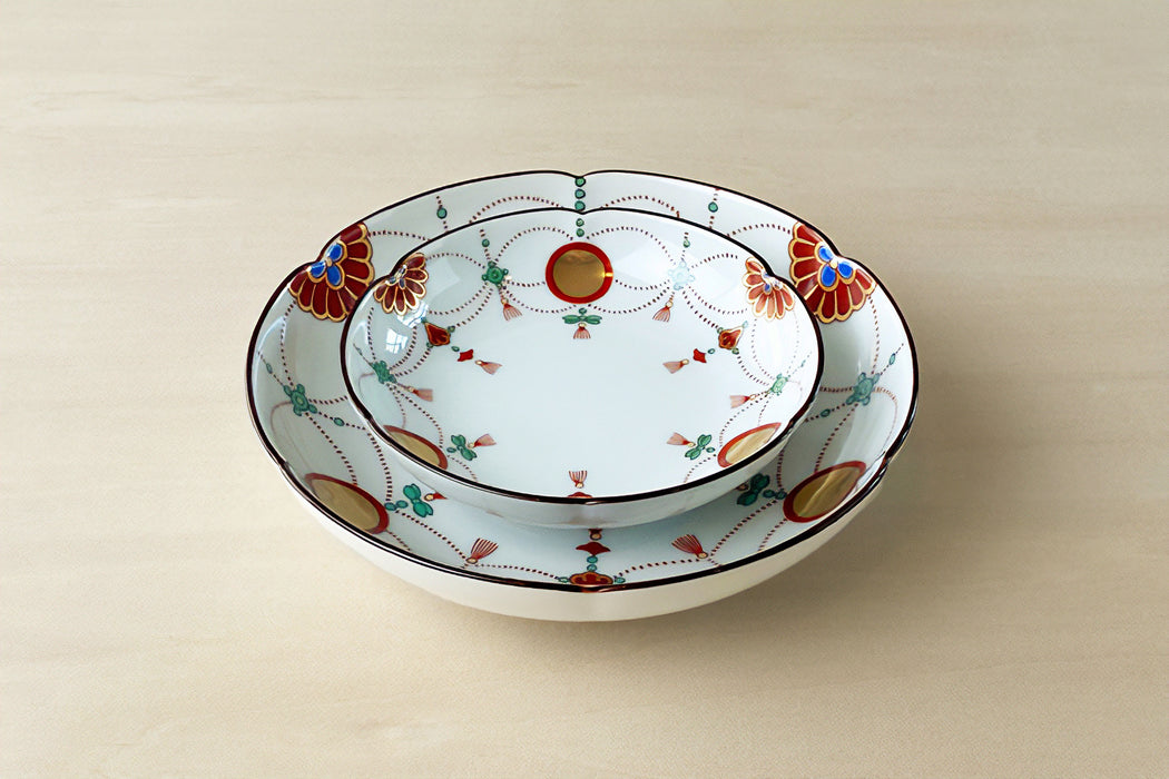 アウトレット】錦日輪赤玉瓔珞文 銘々皿（径15cm）｜有田焼なら