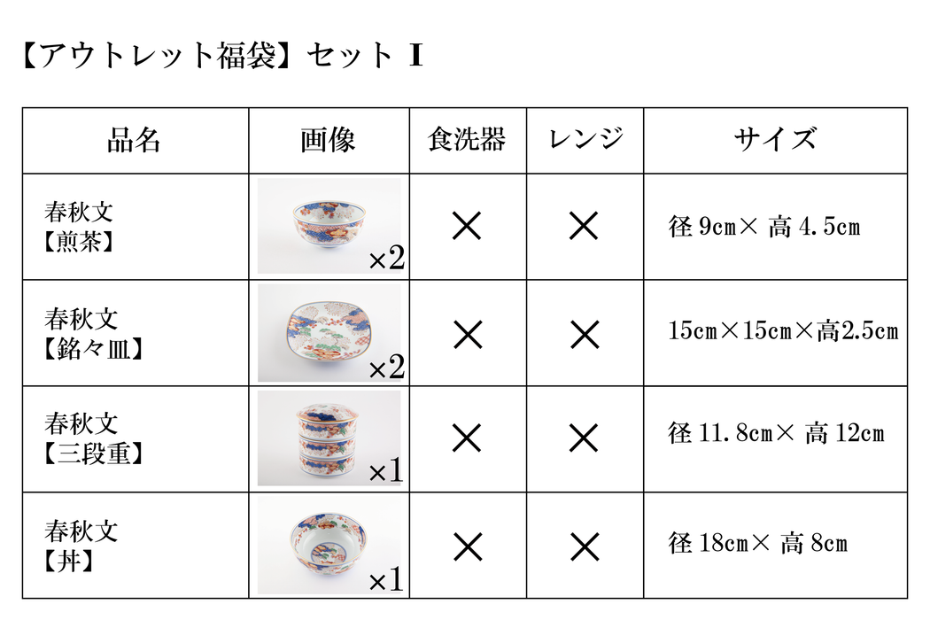 【アウトレット福袋】セットI（着日指定不可商品）