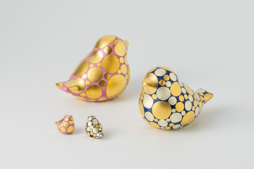 momoco bird【小野鉄兵／金銀襴手ドット(ブルー)】ミニbird付