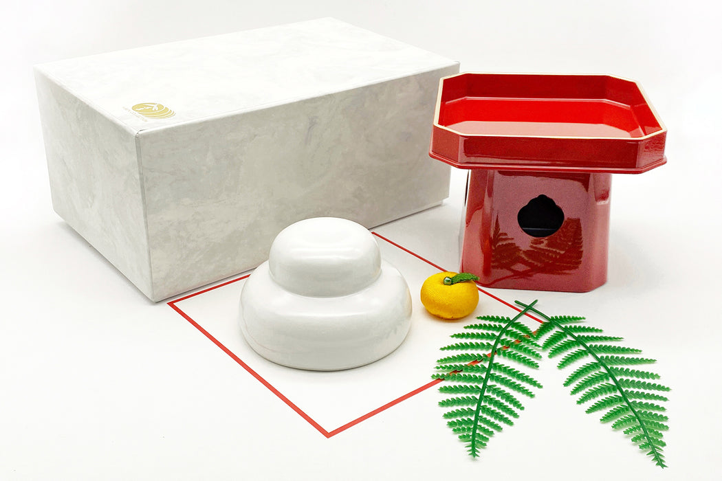 Kagami-mochi (matte glaze, small) 5-piece set [orange, sanpo, urawhite, square red]