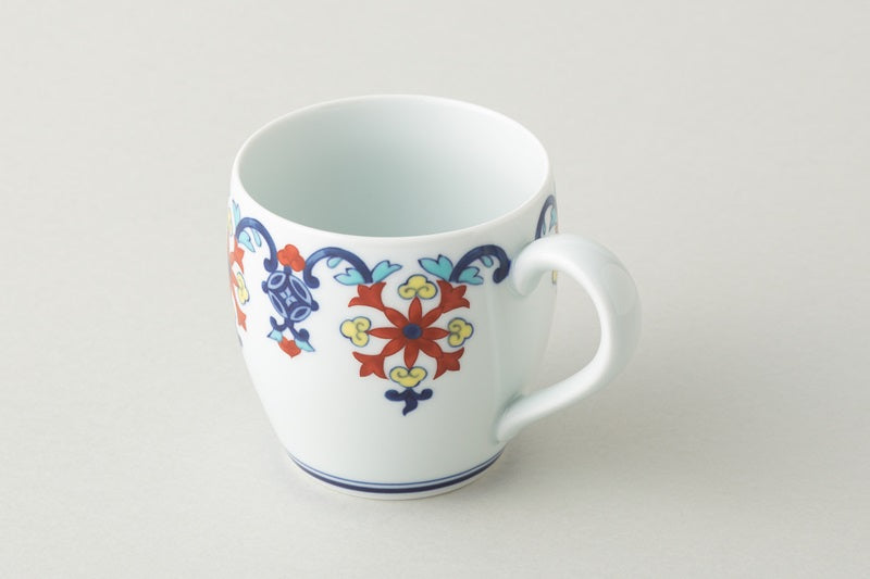 Colored Nabeshima pattern [Mug] (with lid and SS tea strainer)