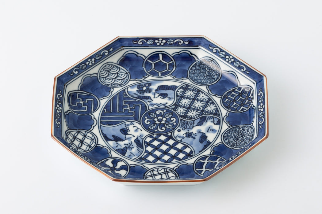 Hirado Shozui [large octagonal plate]