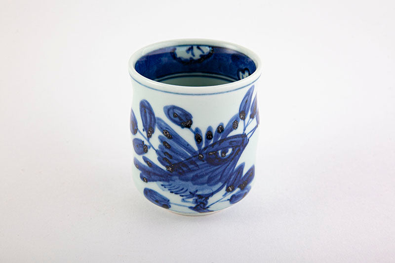 Old dyed flower and bird pattern [teacup, large]