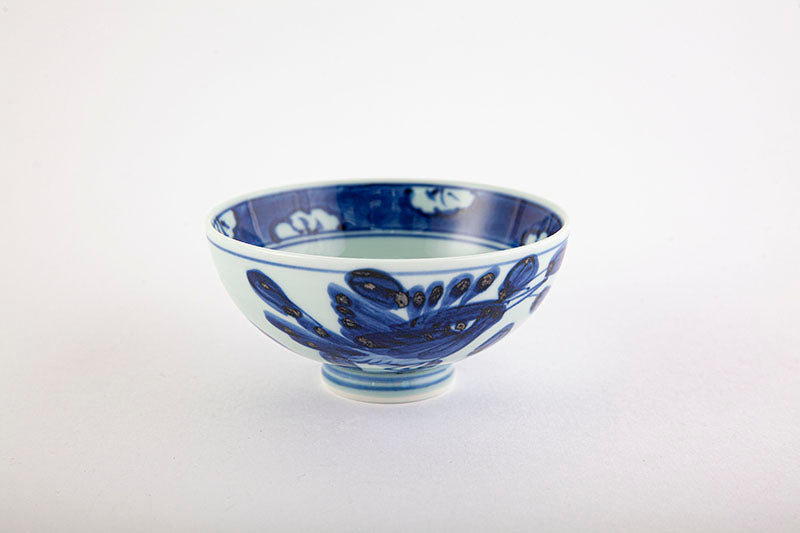 Old dyed flower and bird pattern [combined rice bowl, large and small]