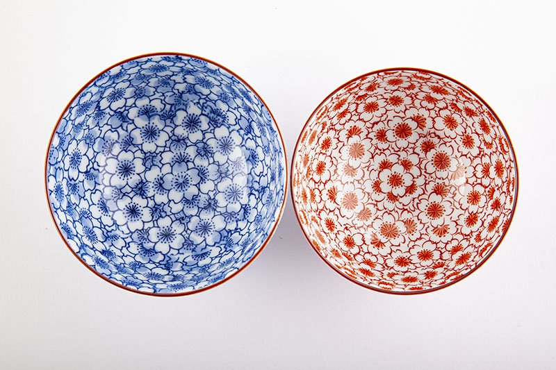 Hanazume [Kumihan rice bowl, blue and red]