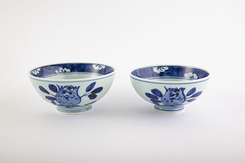 Old dyed flower and bird pattern [rice bowl, small]