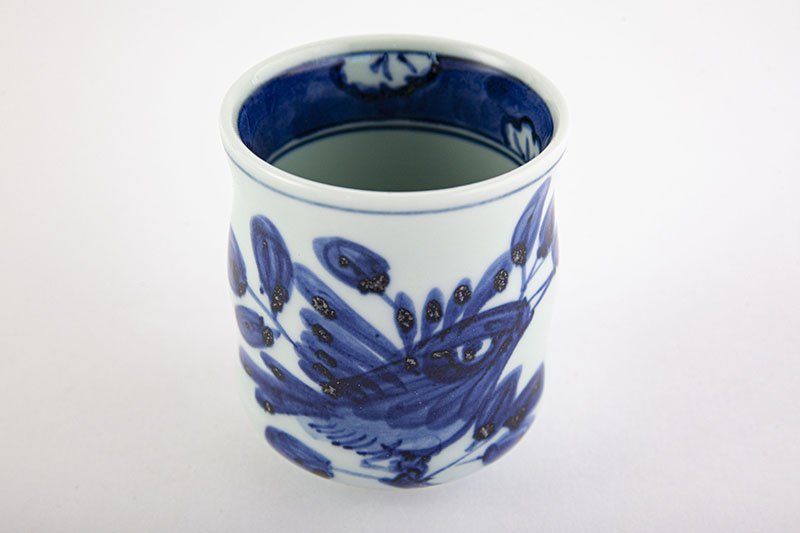 Old dyed flower and bird pattern [teacup, large]