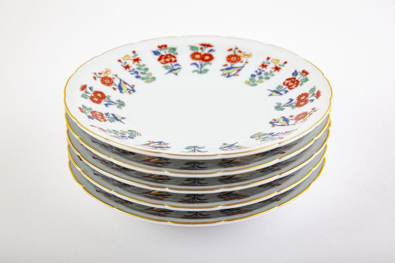 Meissen color picture flower pattern [cake plate]
