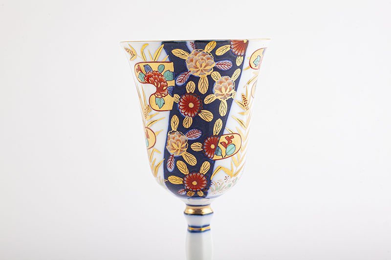 Dyed brocade twisted flower pattern [wine cup, large]