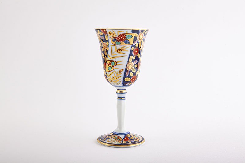 Dyed brocade twisted flower pattern [wine cup, large]
