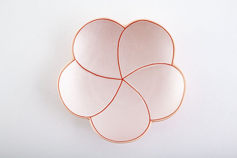 Pink silver [twisted plum-shaped plate, large]