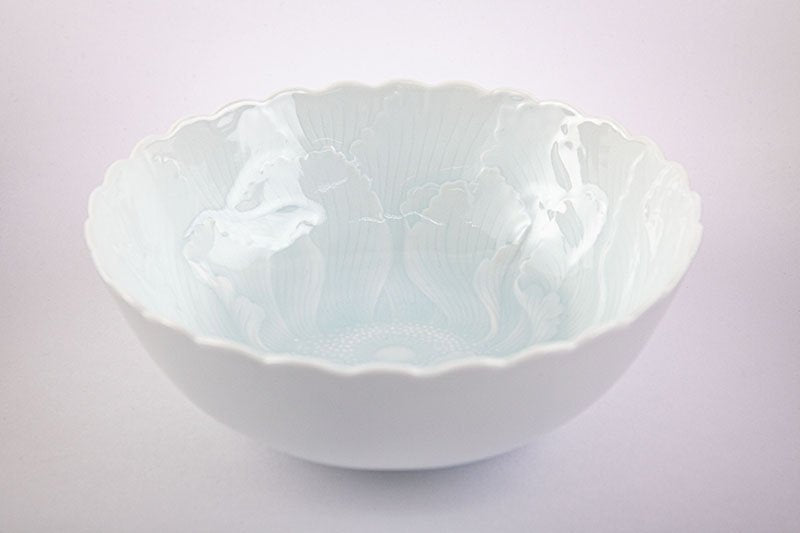 Blue and white porcelain peony carving [Moribachi]