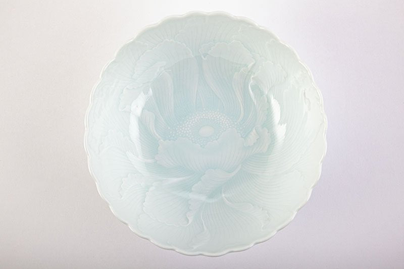 Blue and white porcelain peony carving [Moribachi]