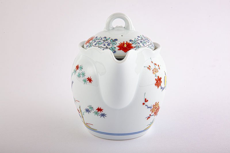 Nishikiwa rock flower and bird pattern [Oolong pot with wire mesh]