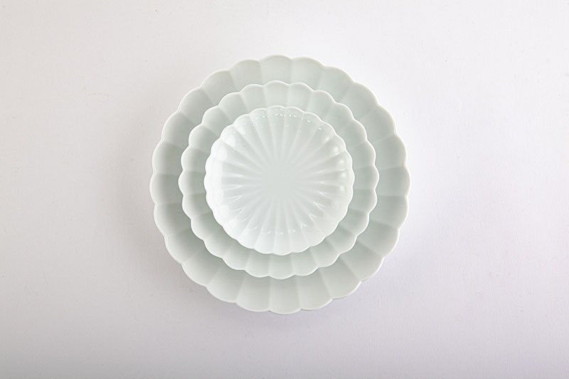White porcelain chrysanthemum wari [plate]