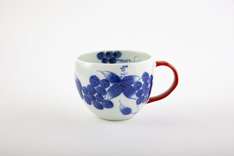 Sometsuke grape picture soup mug (red)