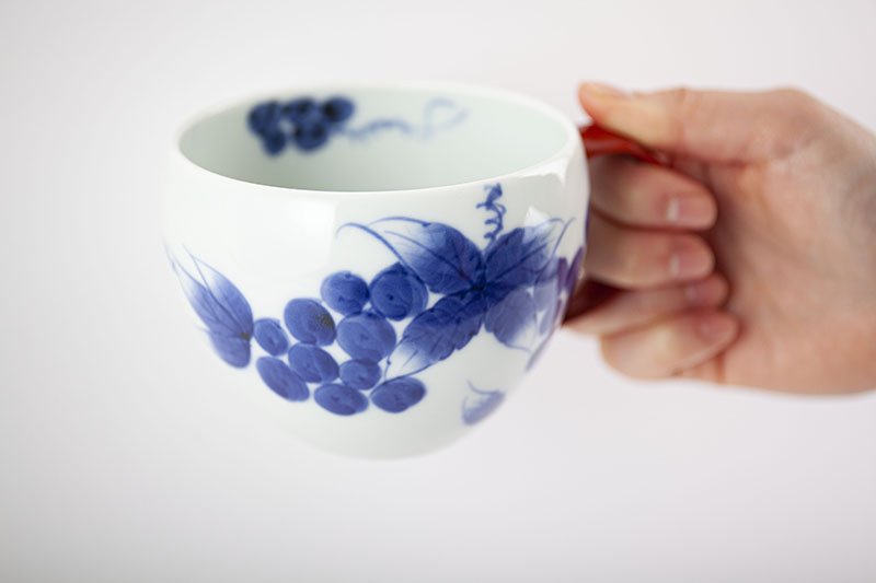 Sometsuke grape picture soup mug (red)