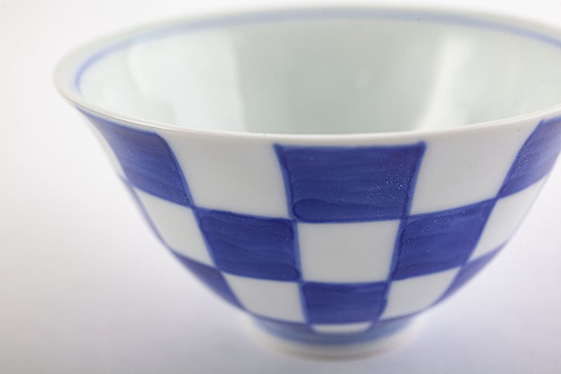 Ichimatsu rice bowl (blue)