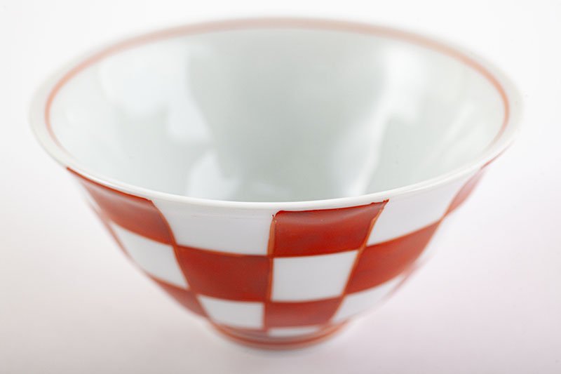 Ichimatsu rice bowl (red)