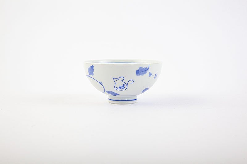 Kofuku tea bowl, child (rat), blue