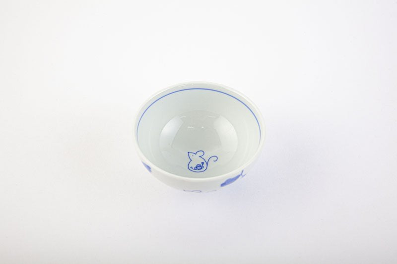 Kofuku tea bowl, child (rat), blue