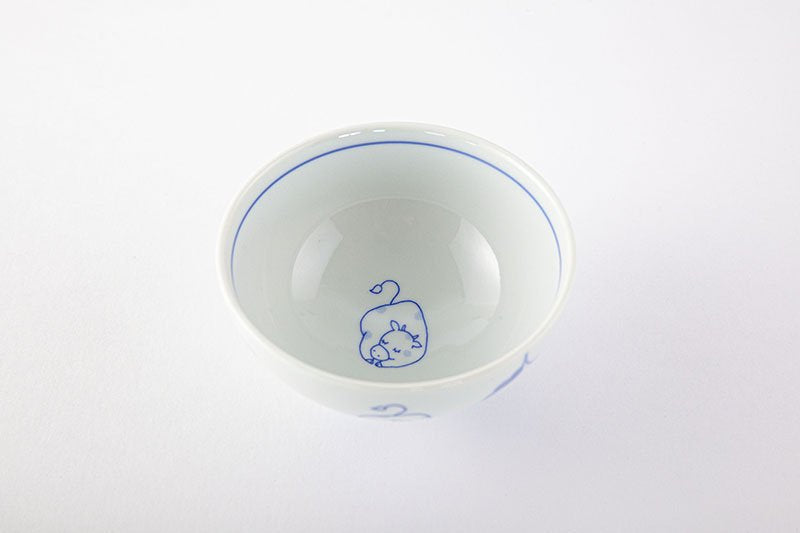 Kofuku tea bowl ox (cow), blue