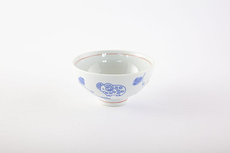 Kofuku tea bowl Mi (sheep), red