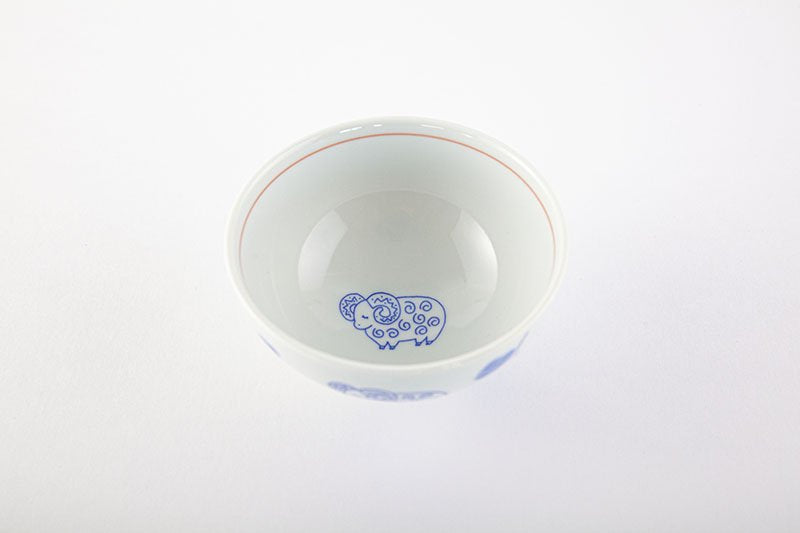 Kofuku tea bowl Mi (sheep), red