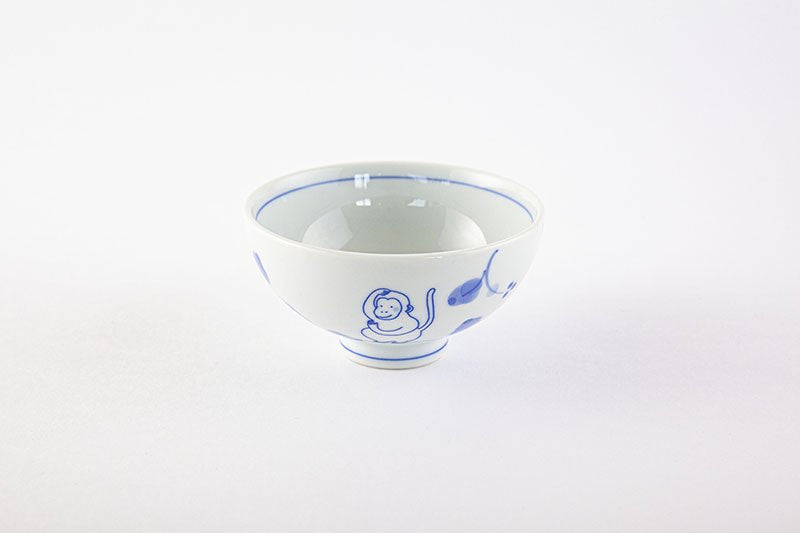 Kofuku Tea Bowl Monkey/Blue