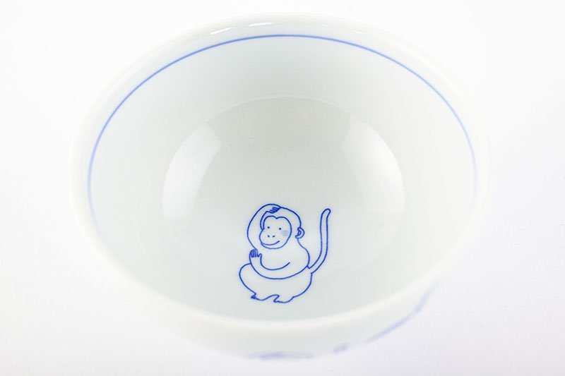 Kofuku Tea Bowl Monkey/Blue