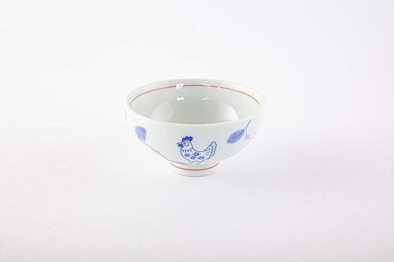 Kofuku Tea Bowl Rooster/Red