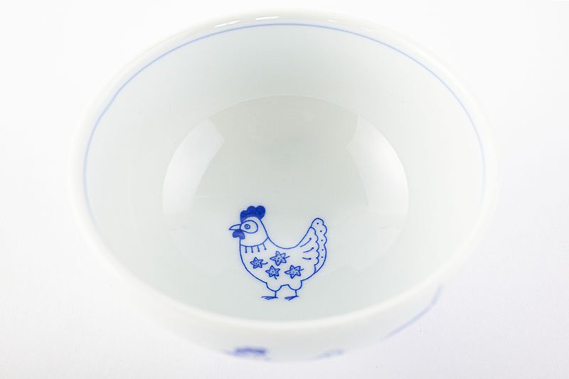 Kofuku Tea Bowl Rooster/Blue