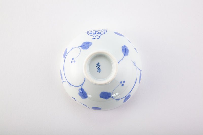 Kofuku Tea Bowl Rooster/Blue