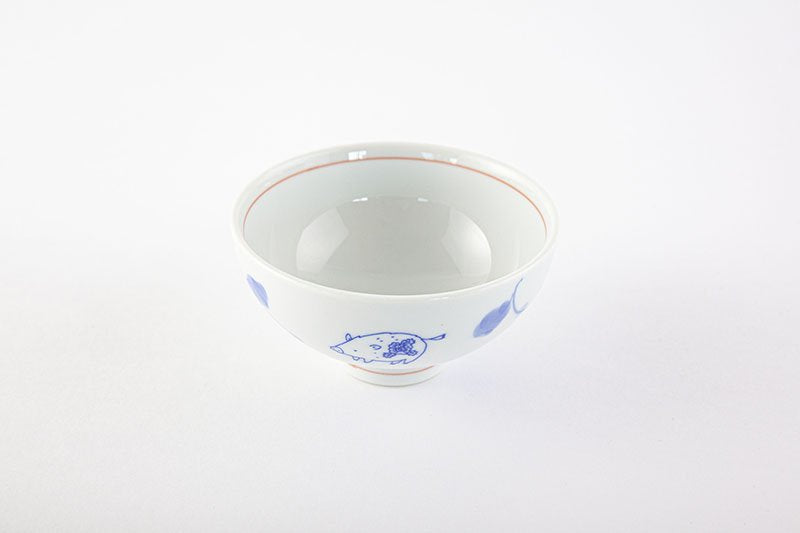 Kofuku tea bowl, boar, red