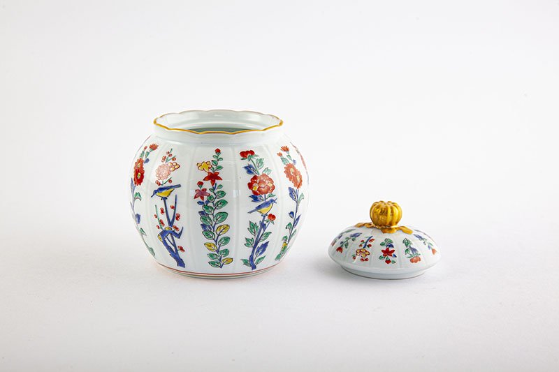 Meissen color picture flower pattern [Sugar pot]
