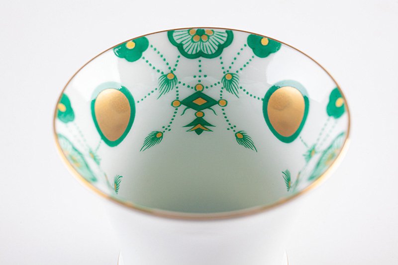 Takumi no Kura Sake glass (reverse) [brocade pattern (green)]