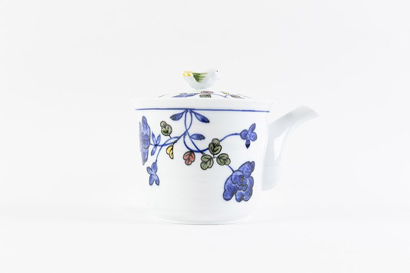 Flower pattern [Chidori teapot, large, with wire mesh]