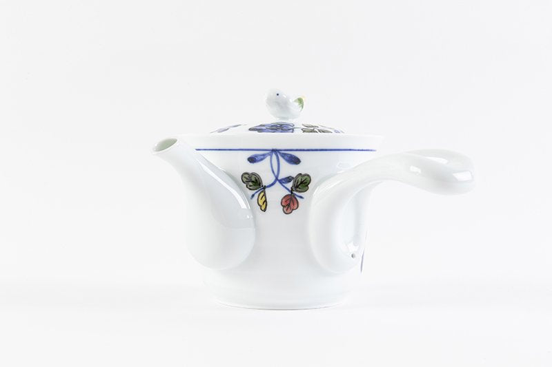 Flower pattern [Chidori teapot, large, with wire mesh]