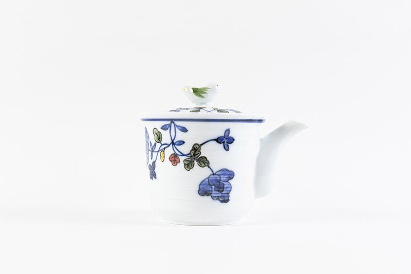 Flower pattern [Chidori teapot, small, with wire mesh]