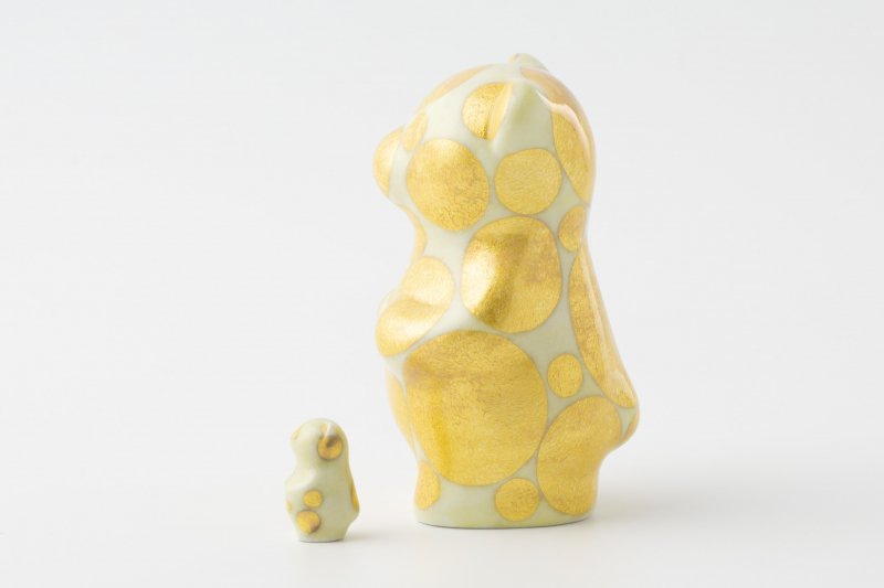 momoco bear [Ono Teppei/Glaze urakinai dots pale yellow] Mini bear included