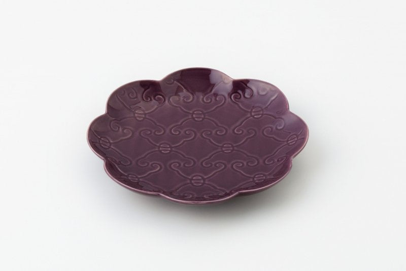 Ringed flower arabesque carving [Plate (purple)]