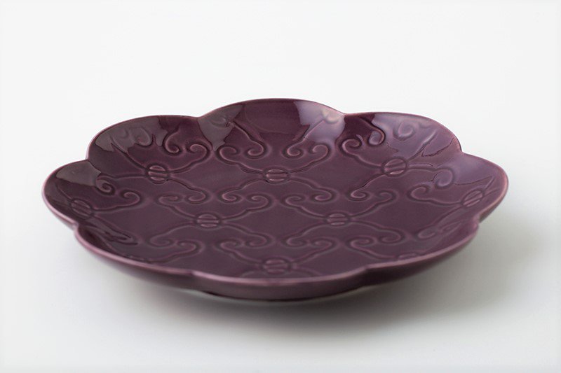 Ringed flower arabesque carving [Plate (purple)]