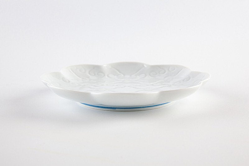 Ring flower arabesque carving [Set of 2 plates (white)]