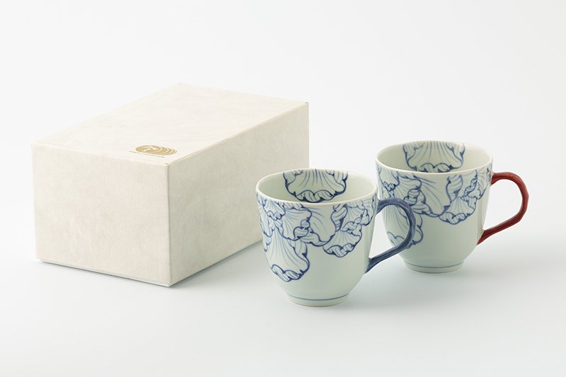 Petal pattern mug [blue/red 2 piece set]