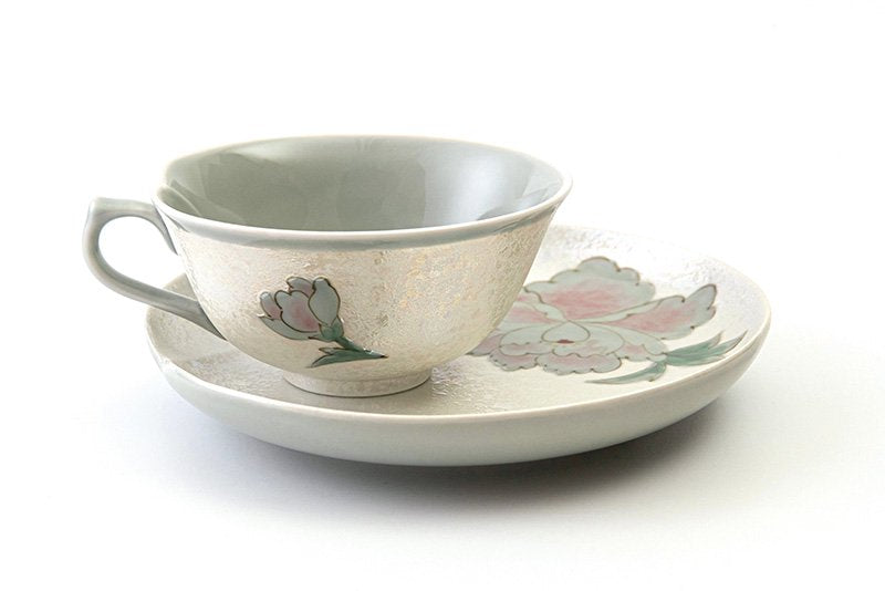 Iris hand-painted peony [tea bowl and plate] (blue)