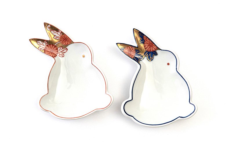 Rabbit-shaped plate [Red/Blue 2-piece set]